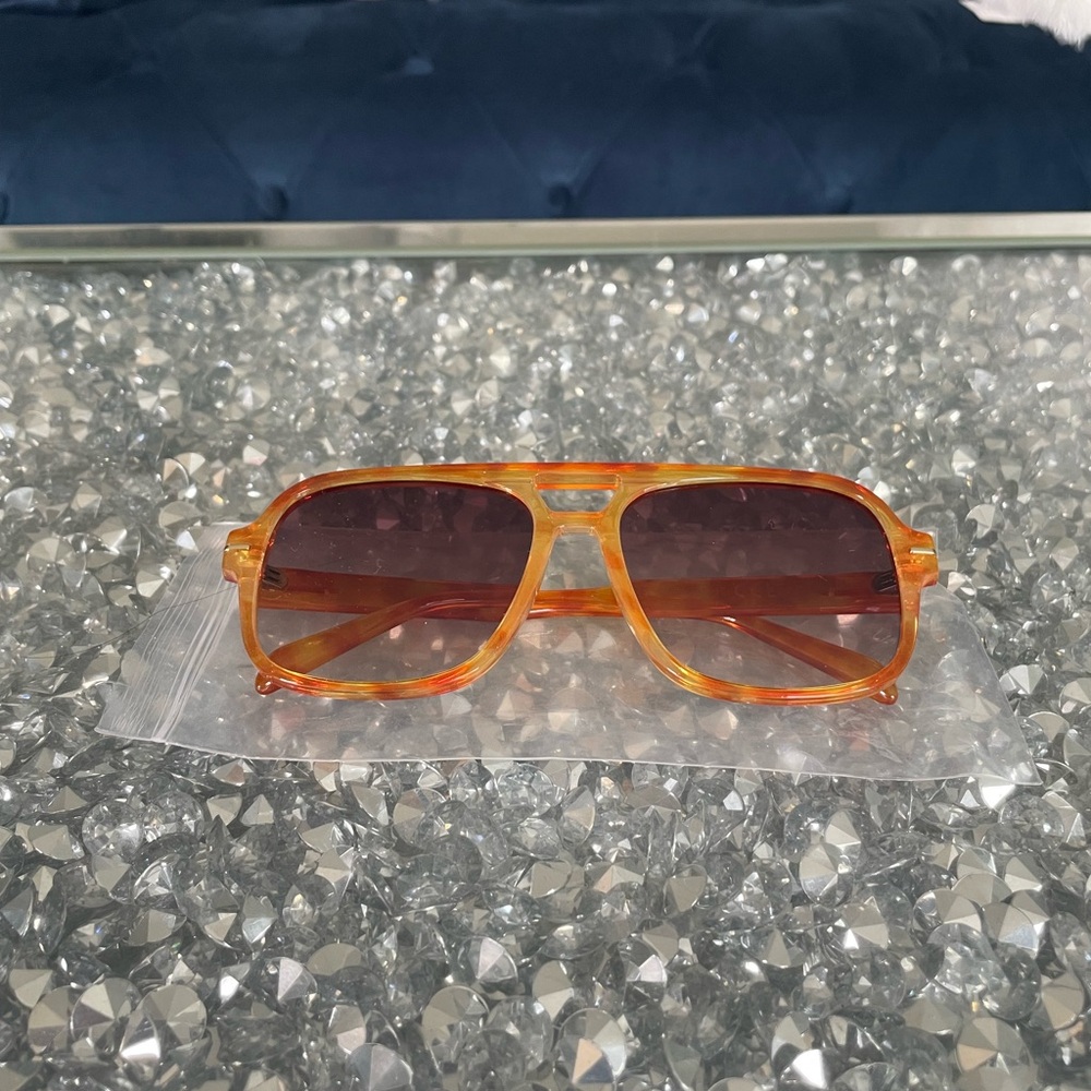 Amber Orange Rectangular Sunglasses